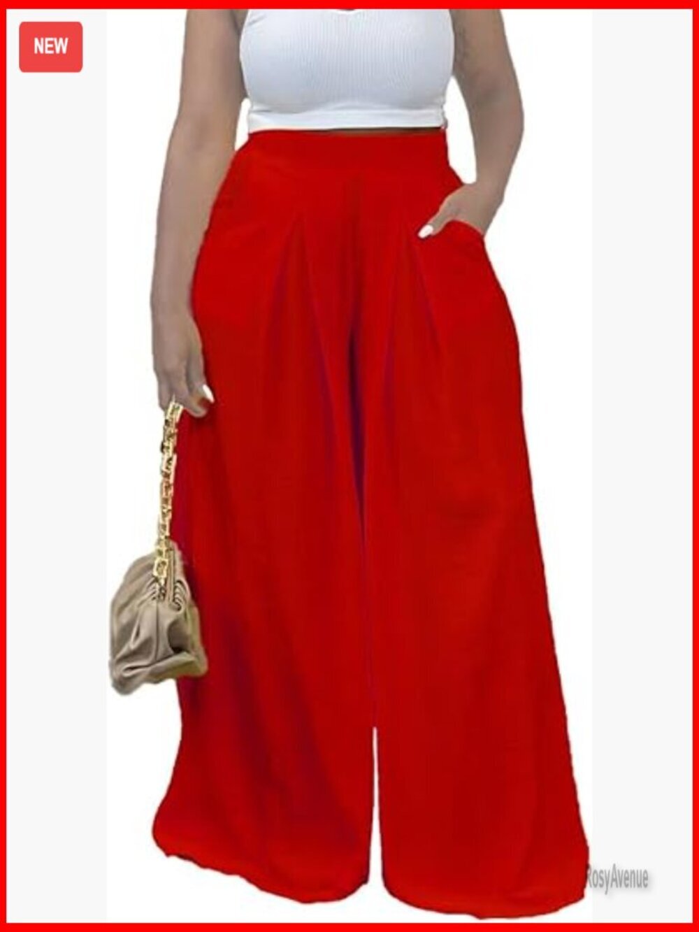 High Waisted Wide Leg Palazzo Pants with Pockets Plus Size Casual